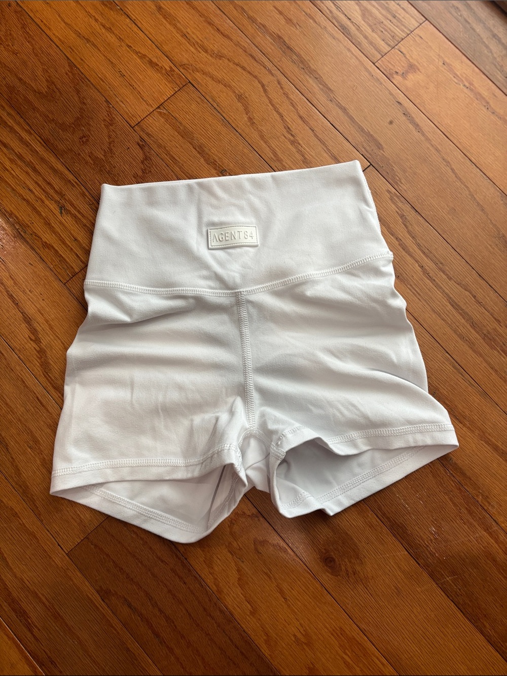 Agent84 White High-Rise Workout Shorts